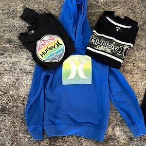 Hurley Blue Hoodie and Black Graphic T-Shirts Set size 10-12